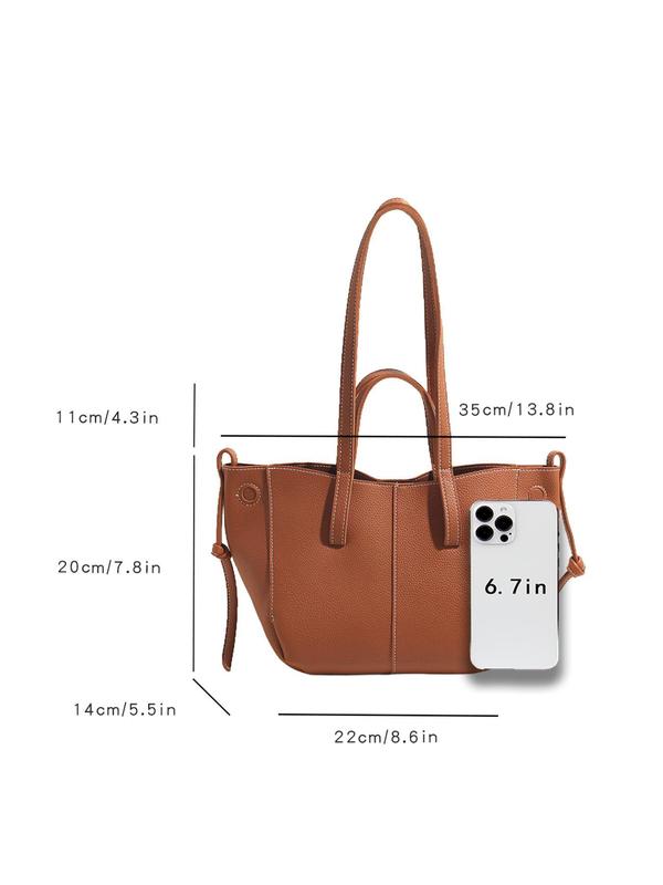 Women's Solid Color Large Capacity Shoulder Bag, Fashionable Pu Leather Handbag for Daily Used, Casual Trendy Versatile High-quality Daily Commuting Bag