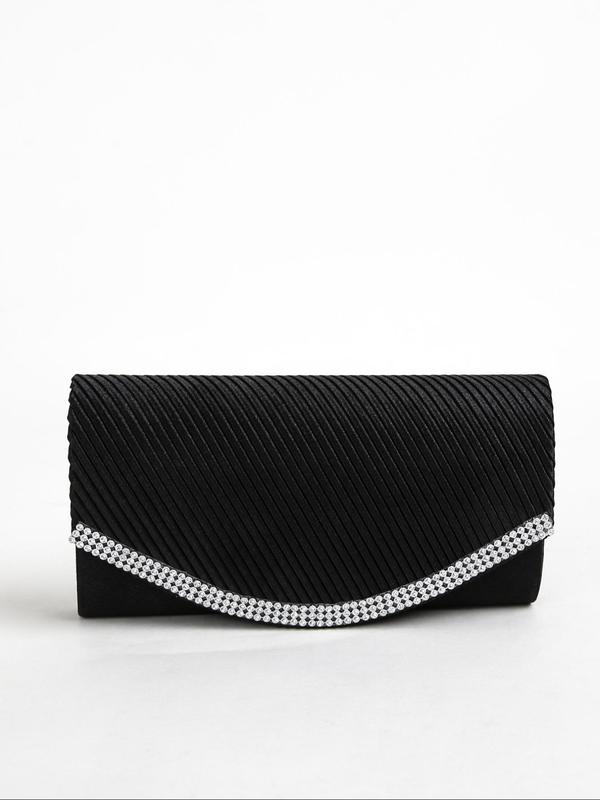 Women's Elegant Rhinestone Decorated Wristlet Clutch, Exquisite Trendy Chain Strap Clutch, Fashionable Evening Bag for Party Decor