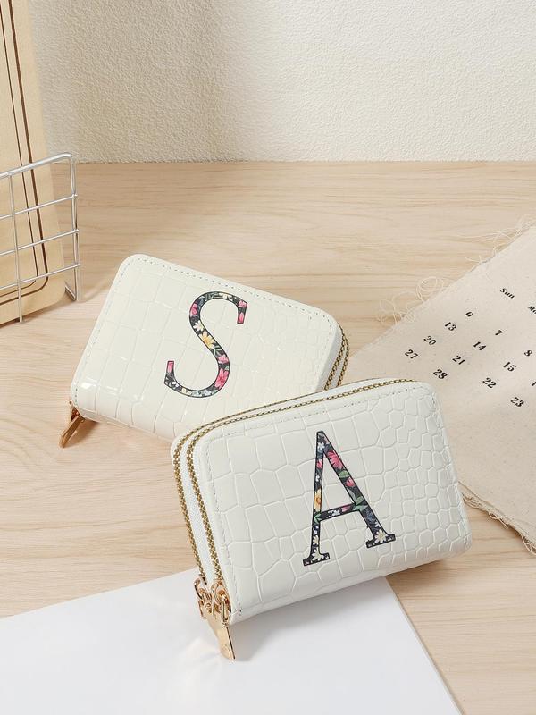 Women's Fashionable Letter Pattern Short Wallet, Casual Versatile Zipper Card Holder, Trendy All-match Key and Cash Storage Bag for Daily Use