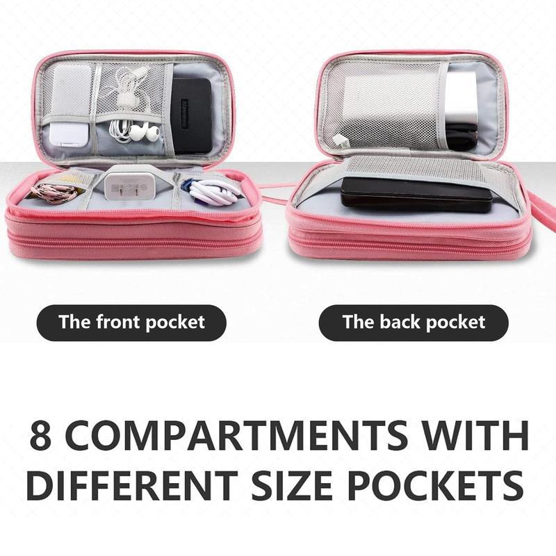 Portable Multi-grids Storage Bag, Waterproof Travel Cable Storage Bag, Travel Storage Organizer, Cable Organizer for Home Office Summer Vacation, Desk Accessories, Travel Essentials, Car Stuff