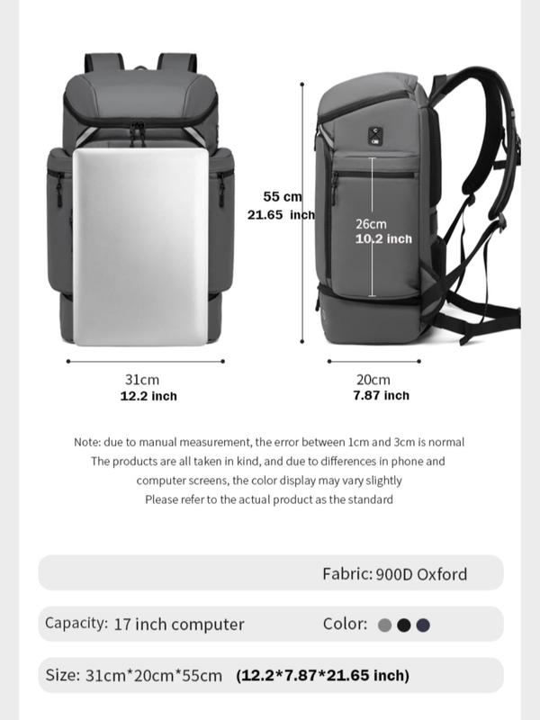 Men's Large Capacity Travel Backpack, Fall Outfits, Fall Freshness, Business Laptop Backpack with Shoe Bag, Multi-functional Backpack for Outdoor Hiking Camping, Business for School