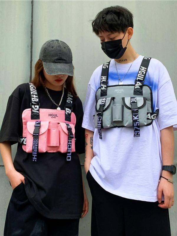 Men's Summer Fashion Letter Label Decorated Zipper Belt Bag, Casual Sporty Multi-functional Chest Bag, Retro All-match Commuter Bag for Daily Used, Fall Outfits, Fall Freshness