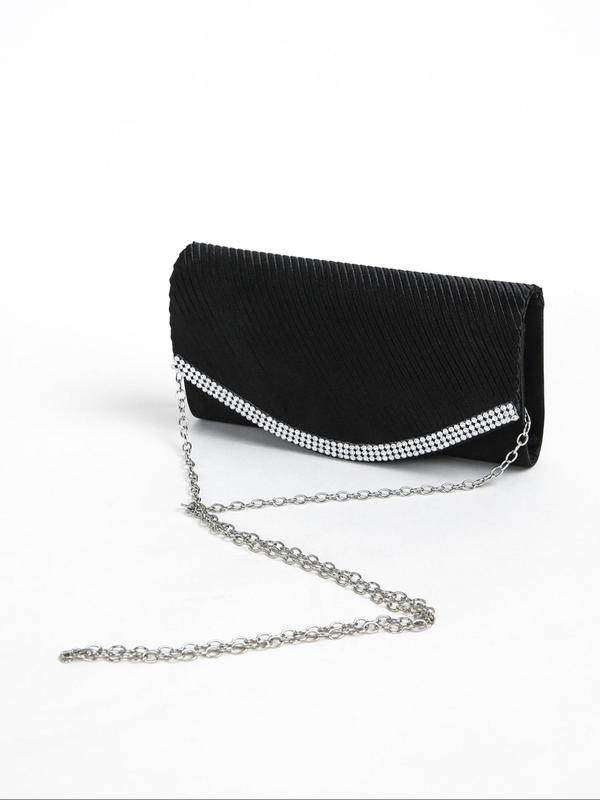 Women's Elegant Rhinestone Decorated Wristlet Clutch, Exquisite Trendy Chain Strap Clutch, Fashionable Evening Bag for Party Decor