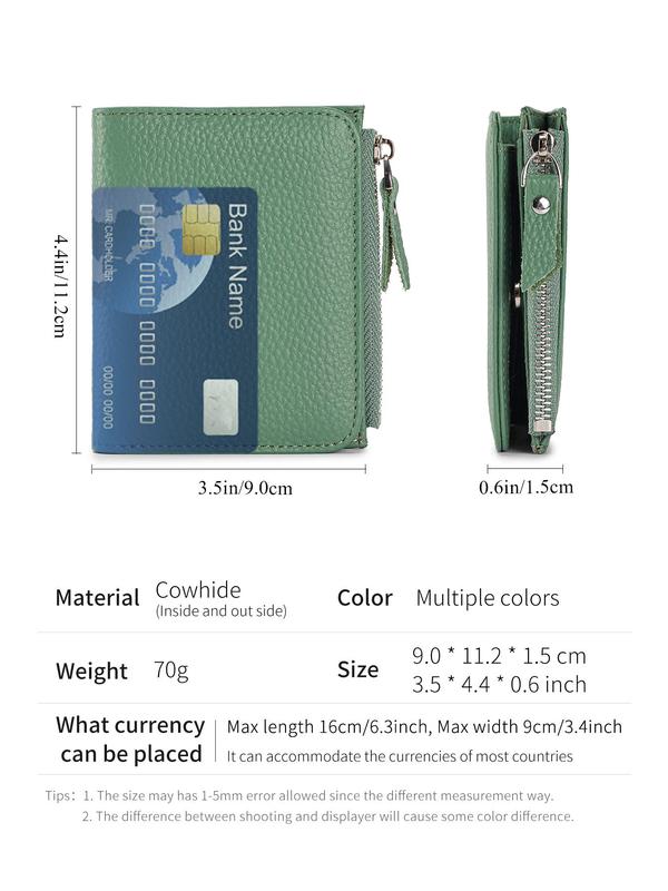 Women's Simple Style Plain Color RFID Blocking Short Wallet, Casual Trendy Zipper Wallet with Card Slots & ID Window, Fashionable Card Holder for Daily Use