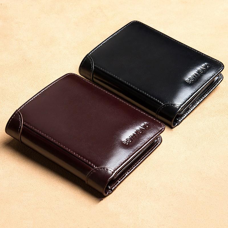 Men's Wallets RFID Genuine Leather Trifold Wallets For Men with ID Window and Credit Card Holder