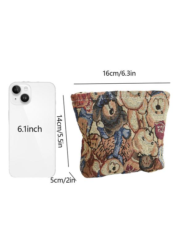 Cartoon Bear Pattern Toiletry Bag, Portable Letter Patched Design Cosmetic Storage Bag, Zipper Makeup Bag, Versatile Storage Bag for Travel, Outing, Daily Use