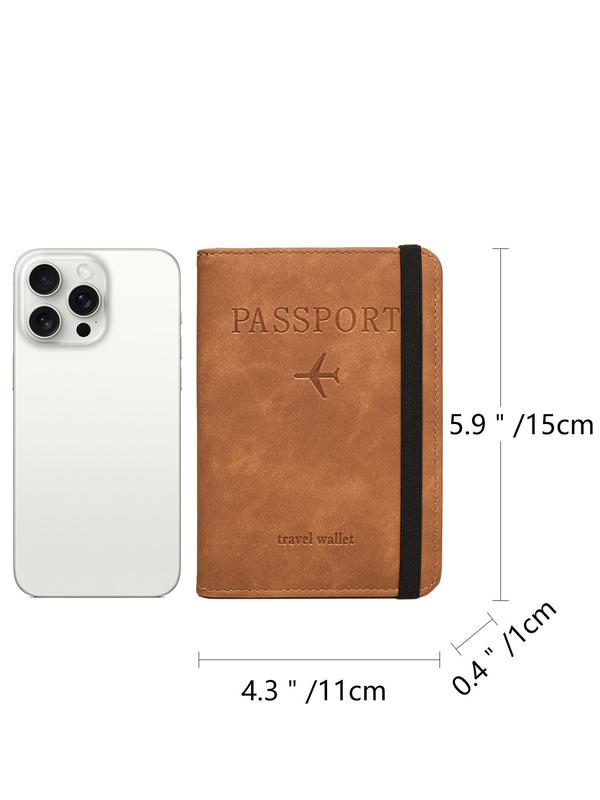 Unisex Business Style Passport Case, Vintage Letter Pattern PU Leather Passport Holder, Multi Card Slot RFID Blocking Passport Case