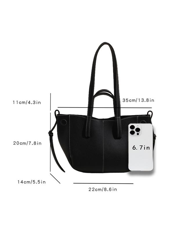 Women's Solid Color Large Capacity Shoulder Bag, Fashionable Pu Leather Handbag for Daily Used, Casual Trendy Versatile High-quality Daily Commuting Bag