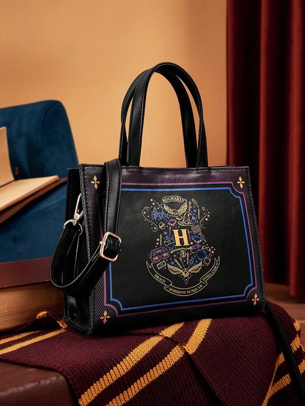 HARRY POTTER Geometric Pattern Fashion Top-Handled Bag - Stylish, Durable, and Perfect for Wizarding Fans