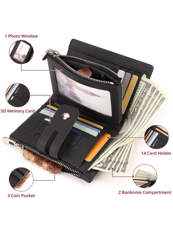 Men's Summer Fashion Plain Nylon Zipper Short Wallet, Summer 2024 Casual Trendy Cowhide Leather Card Holder, Male Simple All-match Multi Function Money Bag