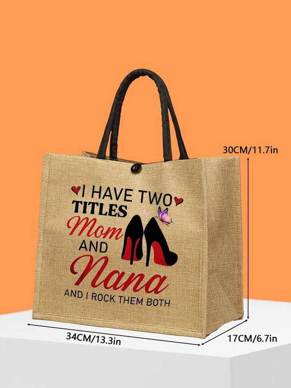 Women's Cute Letters Print Tote Bag & Wallet Set, Large Capacity Shoulder Bag & Wallet, Fashionable Bag Set for Travel & Daily Use