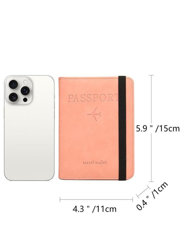 Unisex Business Style Passport Case, Vintage Letter Pattern PU Leather Passport Holder, Multi Card Slot RFID Blocking Passport Case