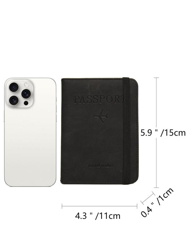 Unisex Business Style Passport Case, Vintage Letter Pattern PU Leather Passport Holder, Multi Card Slot RFID Blocking Passport Case