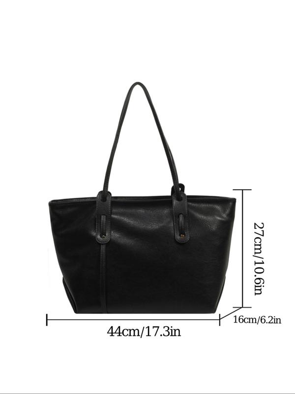 Women's Solid Color Tote Bag, Fashionable Large Capacity Shoulder Bag for Work & Daily Used, Casual Trendy Versatile High-quality Daily Commuting Bag