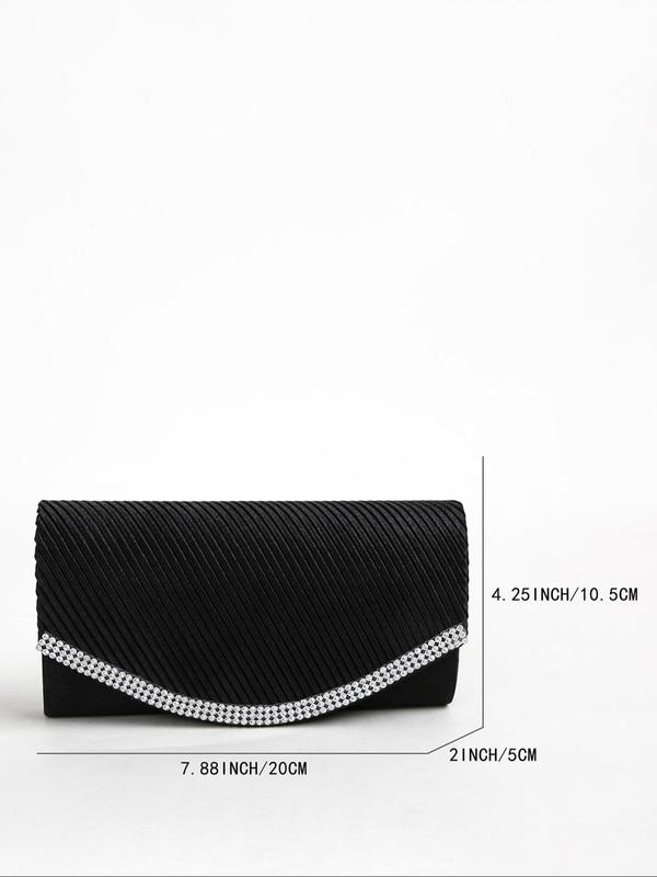 Women's Elegant Rhinestone Decorated Wristlet Clutch, Exquisite Trendy Chain Strap Clutch, Fashionable Evening Bag for Party Decor