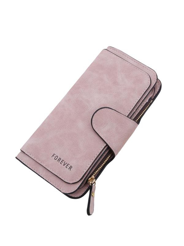 Women's Minimalist Elegant Long Wallet, Simple Design Long Wallet, Fashion Letter Design Zipper Long Wallet for Daily Used