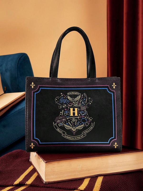 HARRY POTTER Geometric Pattern Fashion Top-Handled Bag - Stylish, Durable, and Perfect for Wizarding Fans