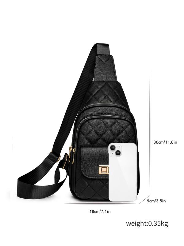 Women's Fashionable Quilted Design Fanny Pack, Casual Versatile Zipper Chest Bag for Daily Used, Trendy All-match Sling Bag