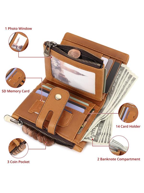 Men's Summer Fashion Plain Nylon Zipper Short Wallet, Summer 2024 Casual Trendy Cowhide Leather Card Holder, Male Simple All-match Multi Function Money Bag