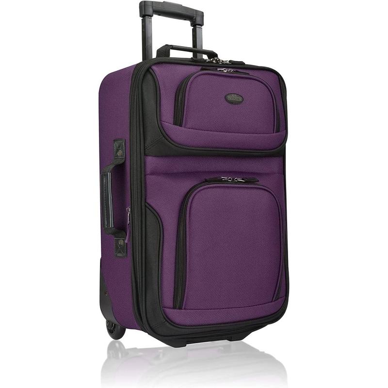 U.S. Traveler Rio Rugged Fabric Expandable Carry-on Luggage, Purple, Set