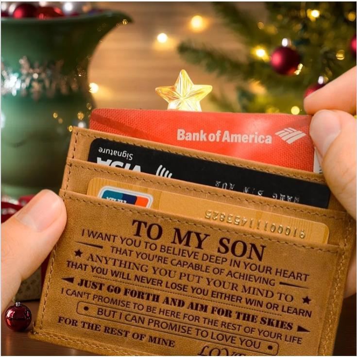 2024 Christmas Gift, Birthday Gift, Wallet from Mom to Son, Wallet from Mom and Dad to Son, Wallet for Husband, Wallet for Men, Lightweight and Durable Bifold Wallet – Leather Wallet – Men’s Wallet – Christmas Gift – Gift for Son (Non-Customizable) – Card