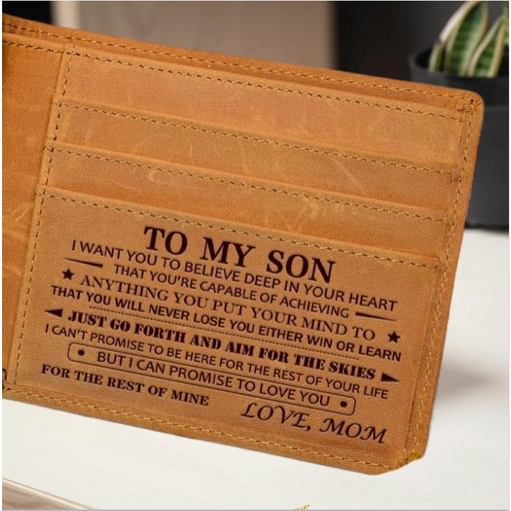 2024 Christmas Gift, Birthday Gift, Wallet from Mom to Son, Wallet from Mom and Dad to Son, Wallet for Husband, Wallet for Men, Lightweight and Durable Bifold Wallet – Leather Wallet – Men’s Wallet – Christmas Gift – Gift for Son (Non-Customizable) – Card