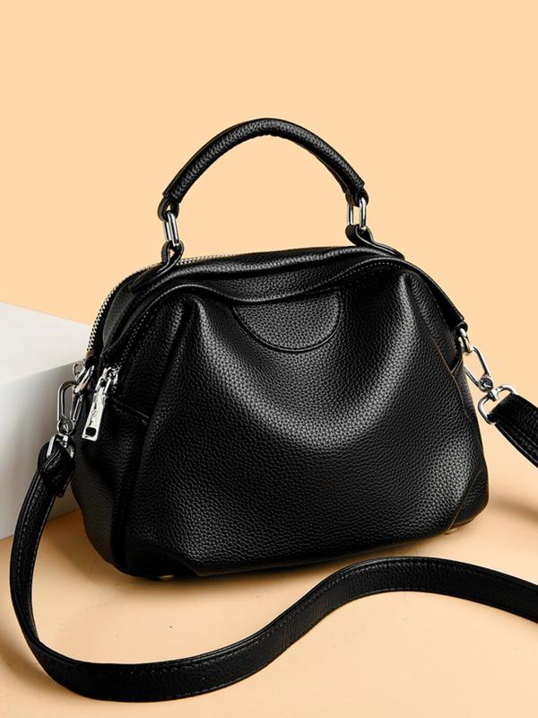 Women's Elegant Textured Design Crossbody Bag, Fashionable Solid Color Shoulder Bag for Work & Commute, Casual Trendy Versatile High-quality Daily Commuting Bag