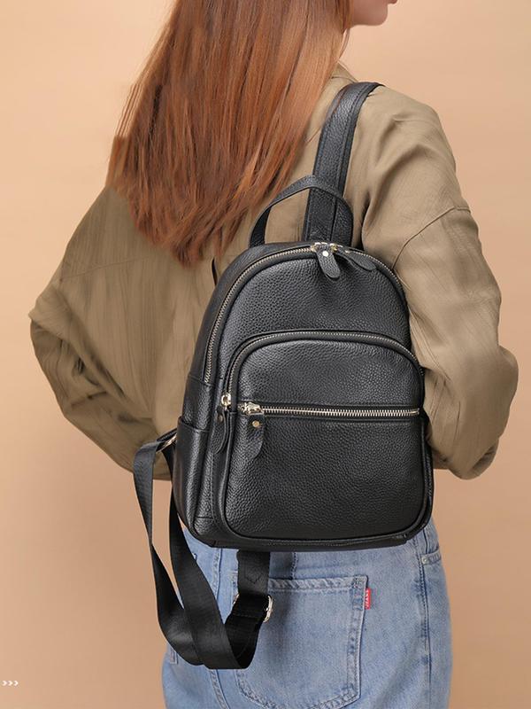 Women's Fashionable Solid Color Backpack, Casual Versatile Backpack for Women & Girls, Trendy All-match Commuting Bag for Daily Life