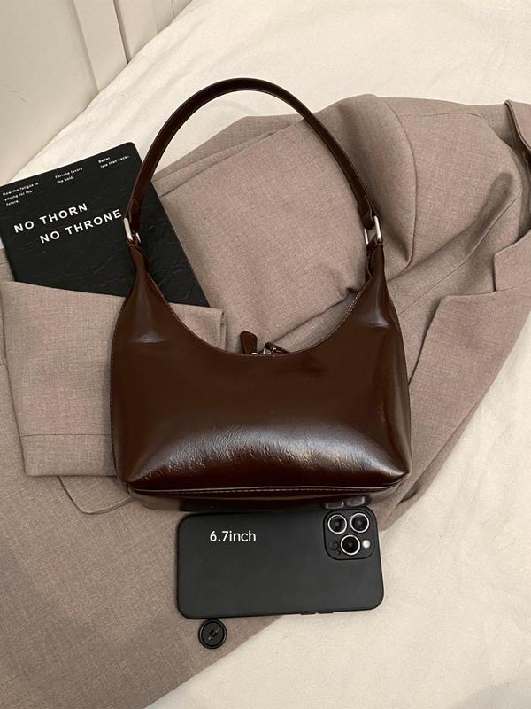 Women's Solid Color Shoulder Bag, 2024 New Style Fashionable PU Leather Hobo Bag for Daily Used, Casual Trendy Versatile High-quality Daily Commuting Bag