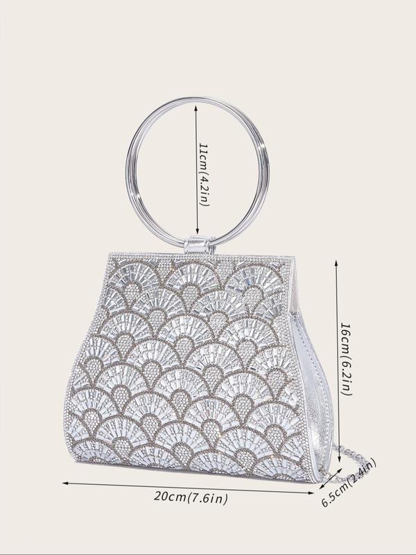 Women's Elegant Rhinestone Decorated Evening Bag, Exquisite Trendy Glittering Handbag, Fashionable Crossbody Bag for Party Decoration