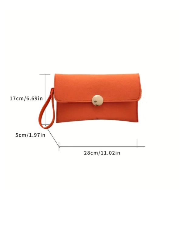 Women's Elegant Plain Color Felt Wristlet, Fashionable Simple Design Envelope Wristlet, Casual Trendy Versatile High-quality Daily Commuting Bag