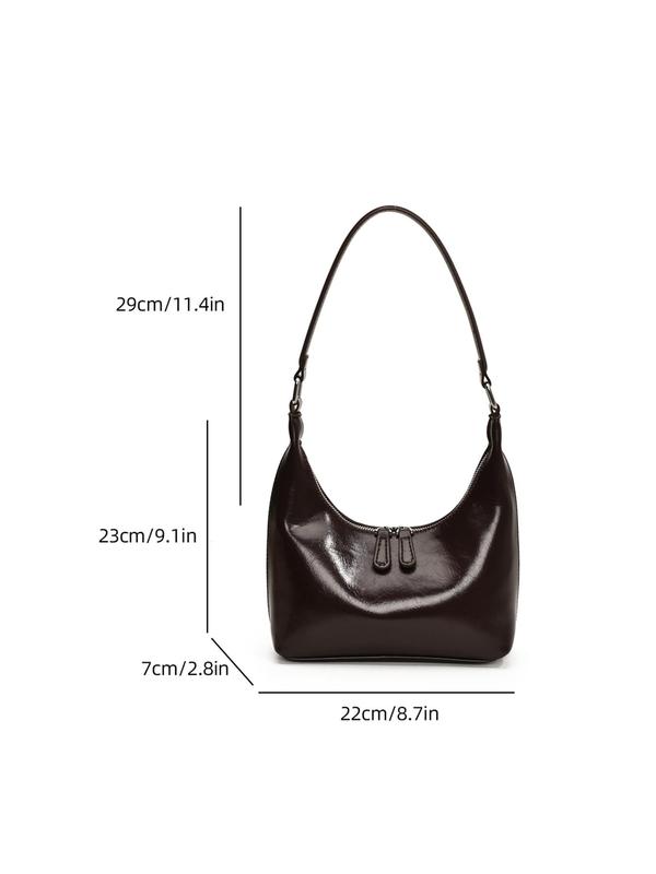 Women's Solid Color Shoulder Bag, 2024 New Style Fashionable PU Leather Hobo Bag for Daily Used, Casual Trendy Versatile High-quality Daily Commuting Bag