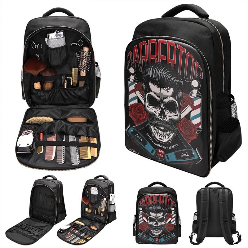 Skull Pattern Large Capacity Makeup Tool Storage Bag, Dustproof Waterproof Travel Backpack, Cosmetic Tool Storage Bag, Makeup Accessories