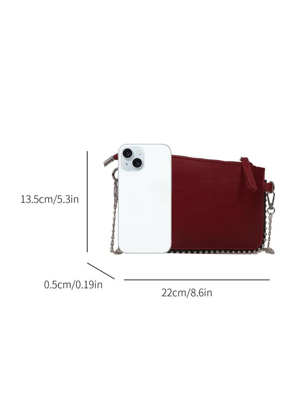 Women's Solid Color Studded Decor Crossbody Bag, Fashionable Pu Zipper Shoulder Bag for Daily Used, Casual Trendy Versatile High-quality Daily Commuting Bag, Girl Fashionable Shopping Bag