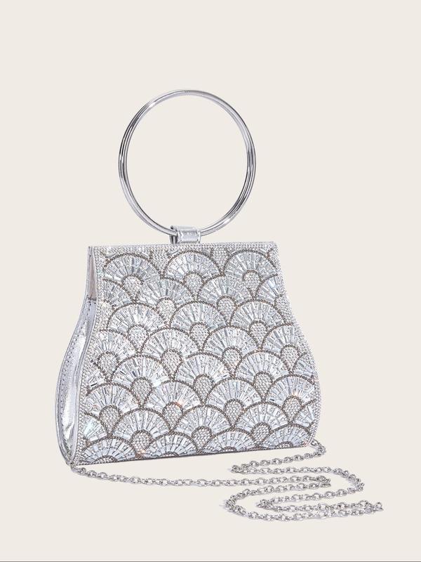 Women's Elegant Rhinestone Decorated Evening Bag, Exquisite Trendy Glittering Handbag, Fashionable Crossbody Bag for Party Decoration