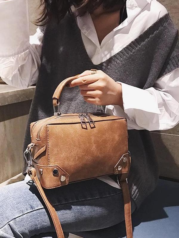 Women's Fashionable Vintage Handbag, Casual Versatile Shoulder Bag for Daily Used, Trendy All-match Commuter Bag