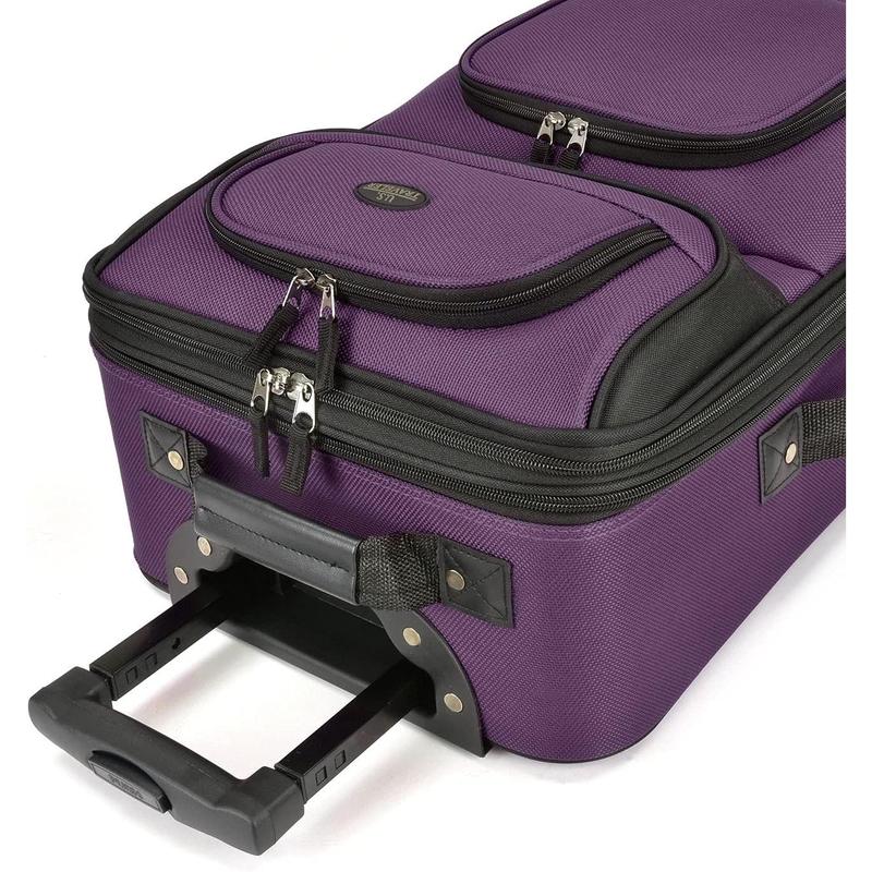 U.S. Traveler Rio Rugged Fabric Expandable Carry-on Luggage, Purple, Set