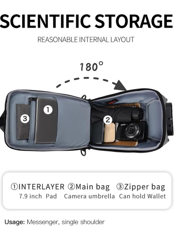 Men's Anti-theft Rivet Design Letter Pattern Sling Bag With USB Port, Casual Letter Pattern Rivet Decorated Zipper Beum Bag, Trendy Sports Chest Bag, Simple Design All-match Sling Bag For Daily Used