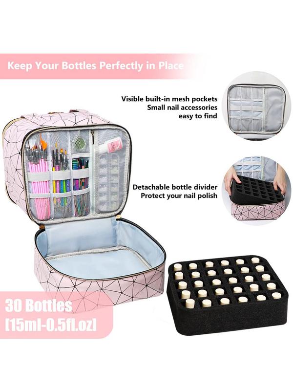 Double Layer Nail Polish Storage Bag, Portable Nail Polish Organizer, Durable Fashion Nail Care Solution for Nail Salon & Outdoor Use