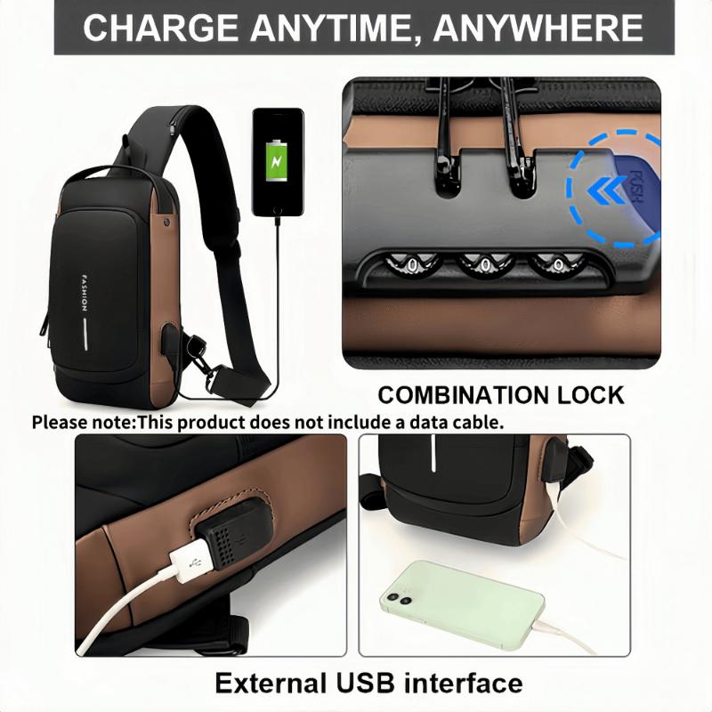 1pc Multi-functional Trendy Sling Bag With Password Lock, Travel Sport Chest Bag, Durable Crossbody Bag For Hanging Out & Daily Commute, Perfect For Men Women