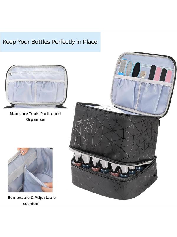 Double Layer Nail Polish Storage Bag, Portable Nail Polish Organizer, Durable Fashion Nail Care Solution for Nail Salon & Outdoor Use