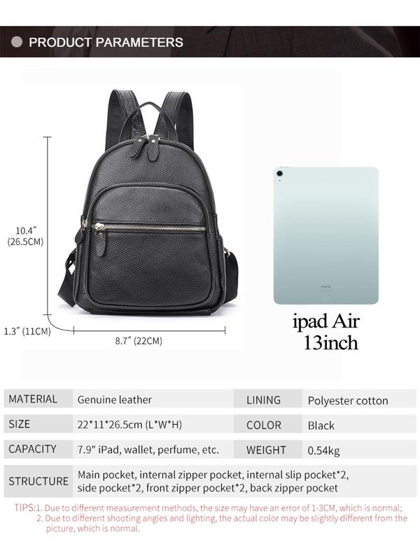 Women's Fashionable Solid Color Backpack, Casual Versatile Backpack for Women & Girls, Trendy All-match Commuting Bag for Daily Life