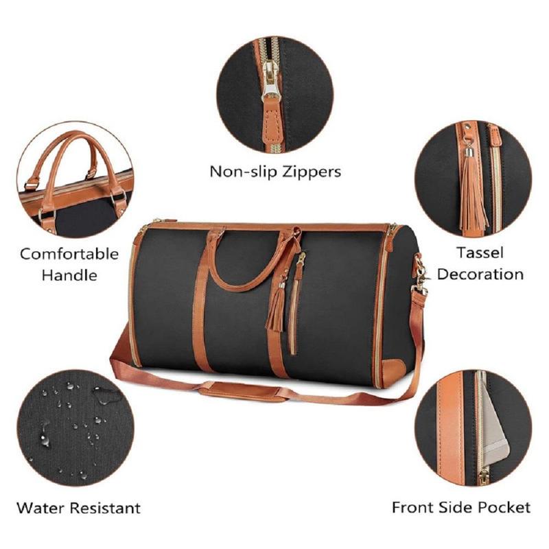 2 in 1 Convertible Leather Hanging Duffel Bag, 1 Count Large Capacity Travel Bag, Travel  Clothes Storage Bag for Indoor & Outdoor