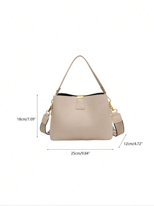 Women's Fashionable Solid Color Bucket Bag, Casual Versatile PU Leather Crossbody Bag, Trendy All-match Commuter Bag for Daily Used