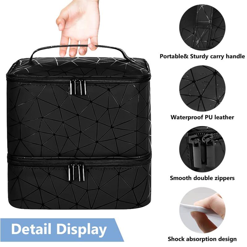 Storage Bag. PU Leather Portable Nail Polish Organizer and Nail Lamp Case. Can Holds 30+ Bottles and a Lamp. Carrying Case with Manicure Tools Storage Bag for Nail Supplies.