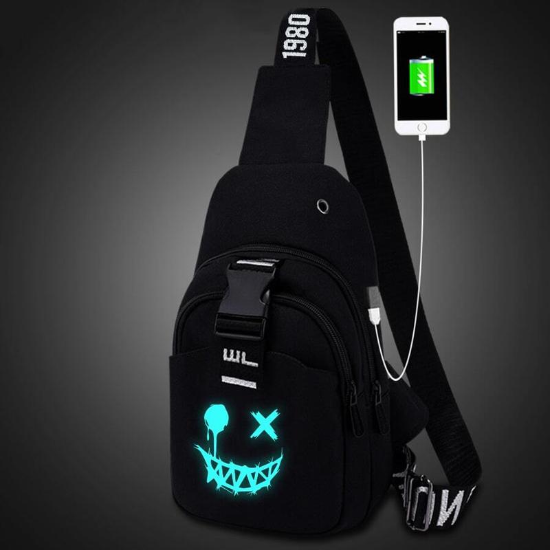 Men Chest Bag Casual Crossbody Bag Multi-Functional Shoulder Bag With USB Charging Port College Bag Fathers Day Gifts Summer Dad Halloween Gifts For Men Fall Christmas Scream Men Bag Belt Bag Travel Bag Sling Bag For Men