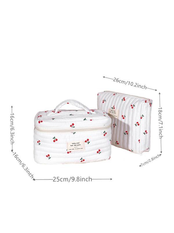 Simple Summer Elegant Flower Pattern Makeup Bags for Women, 2024 Lovely Portable Large Capacity Cosmetic Storage Bags, Zipper Kawaii Travel Bag for Travel Use