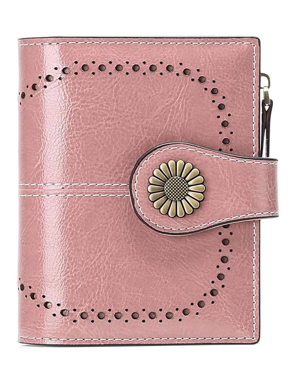 Women's Fashionable Flower Decorated Zipper Short Wallet, Casual Versatile Card Holder, Trendy Wallet for Daily Use