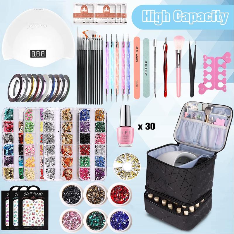 Storage Bag. PU Leather Portable Nail Polish Organizer and Nail Lamp Case. Can Holds 30+ Bottles and a Lamp. Carrying Case with Manicure Tools Storage Bag for Nail Supplies.