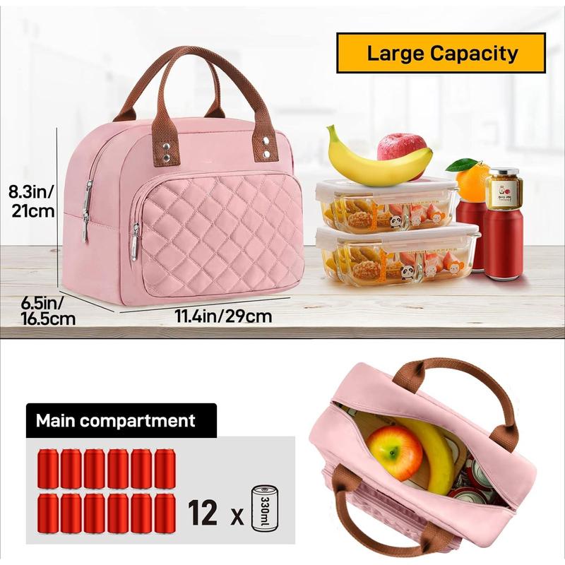 Lunch Bag for Woman Man Adults with Front Pocket Insulated Lunch Tote Lunch Box Container for Work Picnic or Travel(Cow)